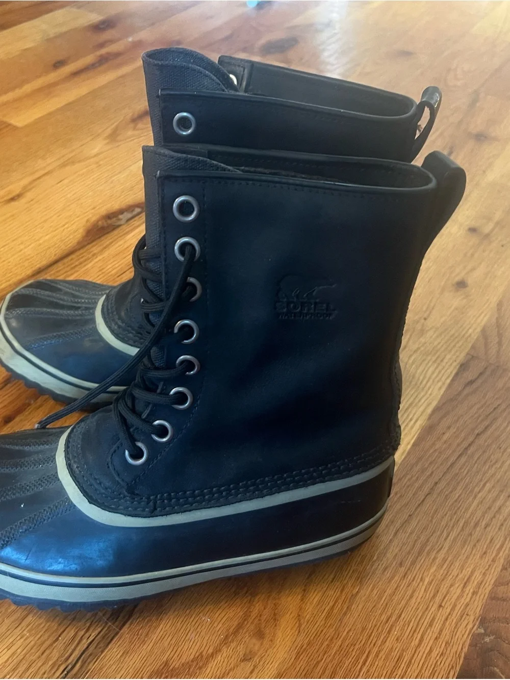 Women’s SOREL Black Waterproof Lace-Up Duck Boots